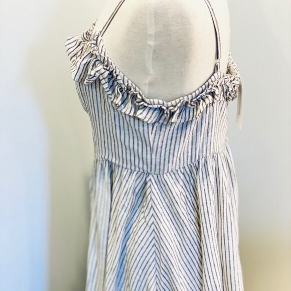 NEW** FRENCH CONNECTION - Button Front Midi Dress - Casual Chic | Stripe Ruffle - Picture 7 of 7